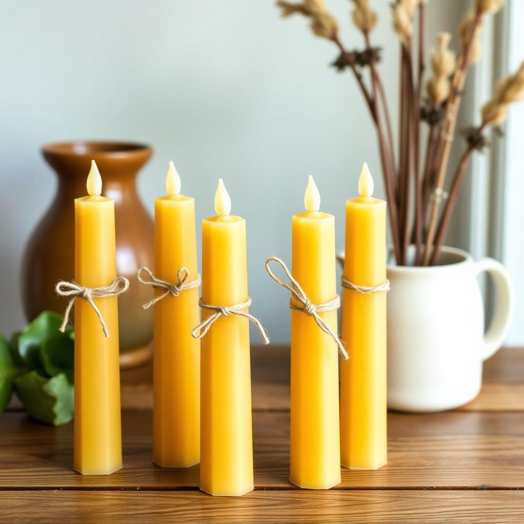 Beeswax Taper Candle Set of 6